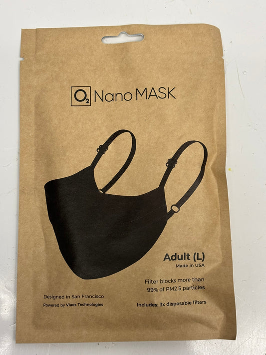 10-Pack Viaex Technologies 74420 O2 Nano Mask Adult Large (L), Black