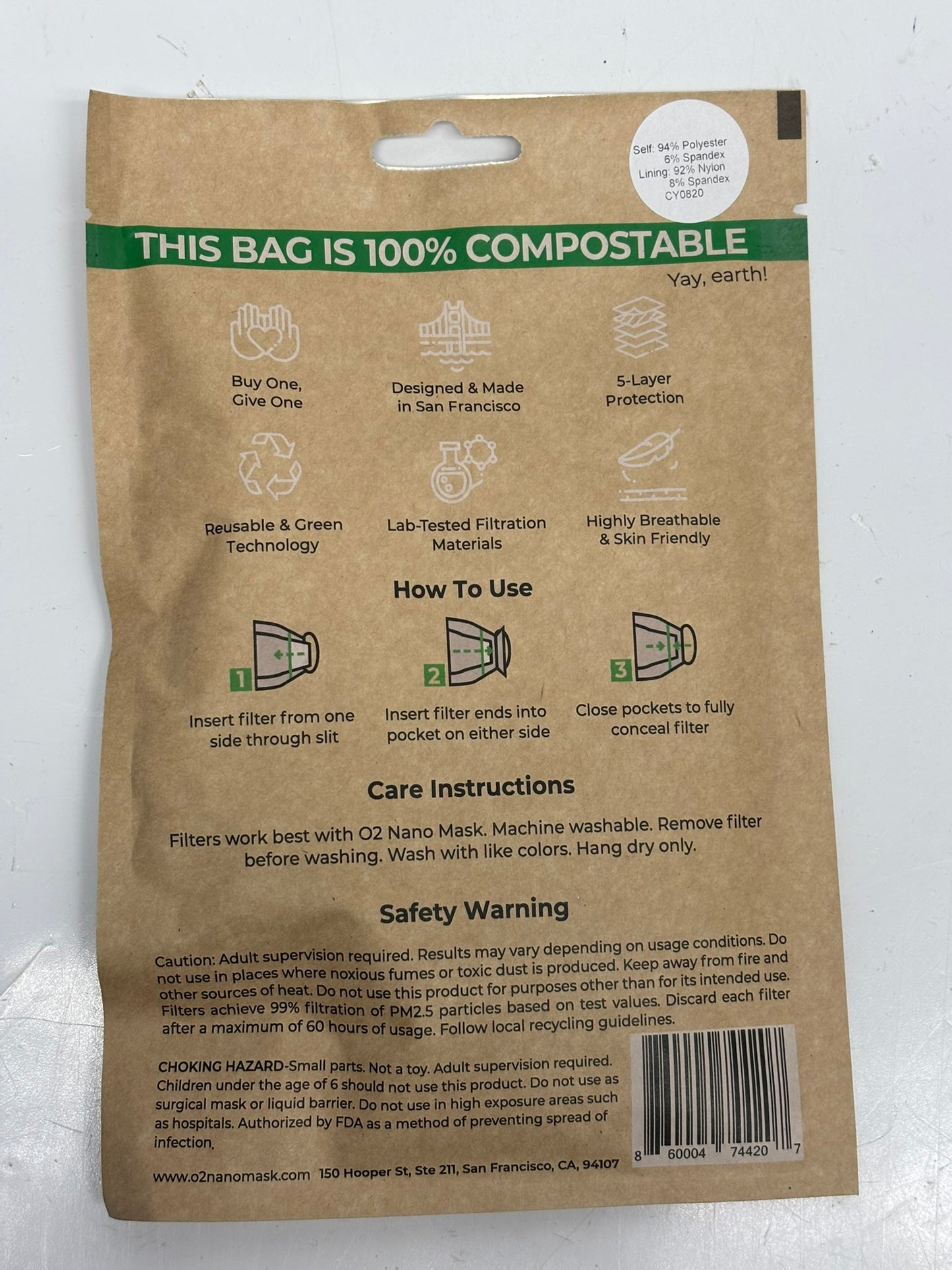 10-Pack Viaex Technologies 74420 O2 Nano Mask Adult Large (L), Black