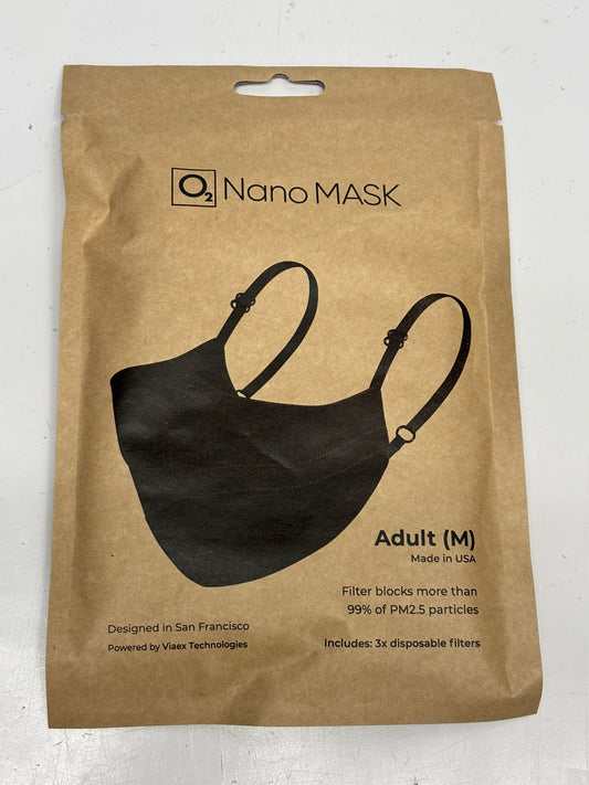 10-Pack Viaex Technologies 74422 O2 Nano Mask Adult Medium(M), Black