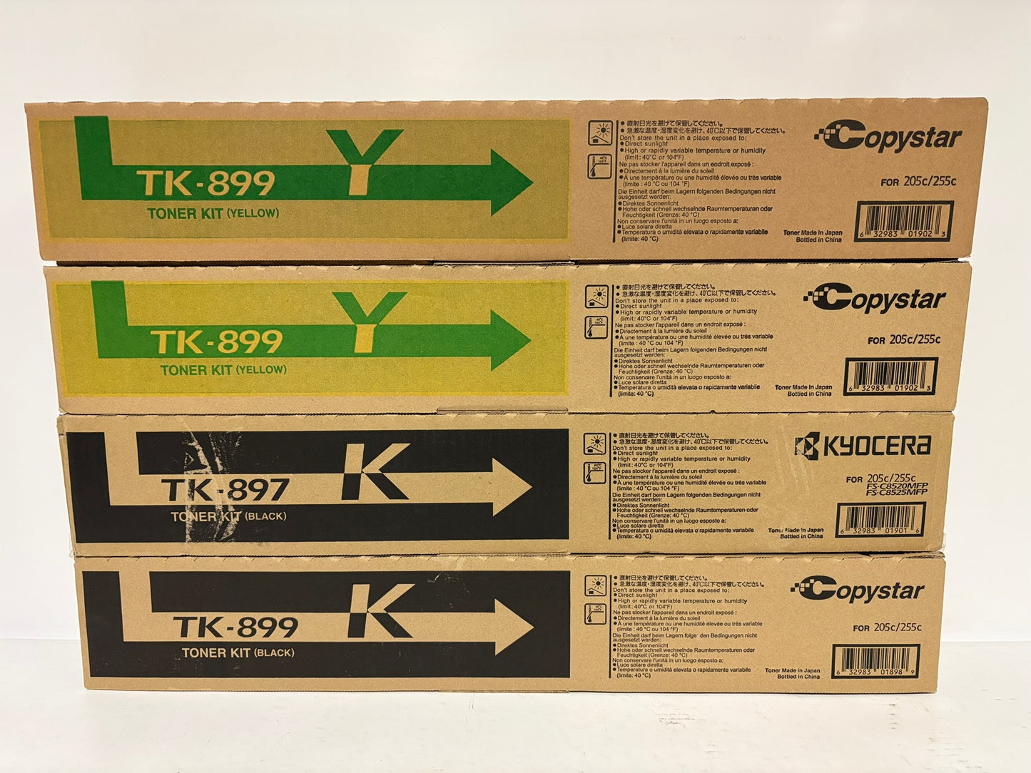 4 OEM Kyocera TASKalfa 205c,255c,C8520MFP,C8525MFP TK-897K,TK-899YYK Toners