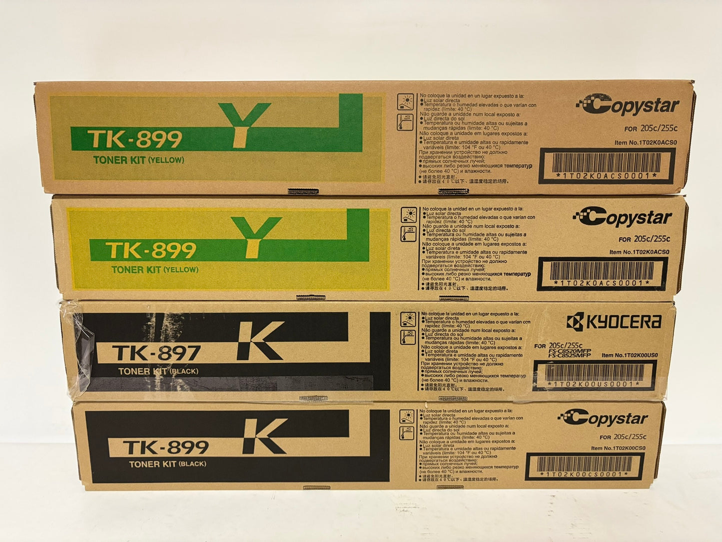 4 OEM Kyocera TASKalfa 205c,255c,C8520MFP,C8525MFP TK-897K,TK-899YYK Toners