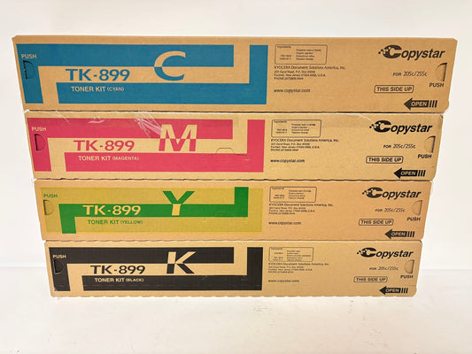 4 Genuine Kyocera TASKalfa 205c, 255c, FS-C8520MFP TK-899 CMYK Toners