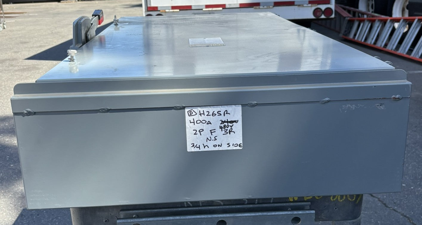 Square D H265R Heavy Duty Safety Switch, Fusible, 400A, 2P 250hp, 600VAC/DC, No Box