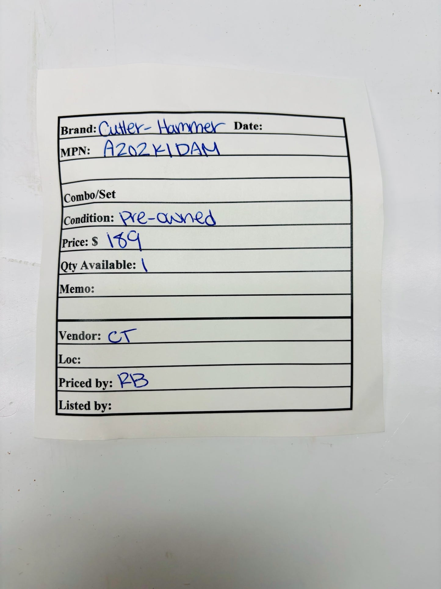 (Pre-Owned) Cutler-Hammer A202K1DAM Lighting Contactor