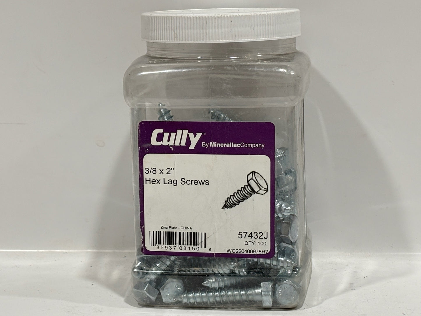 78 PK Cully 57432J 3/8" x 2" Hex Lag Screw, Zinc-Plated Steel, 100-Pack