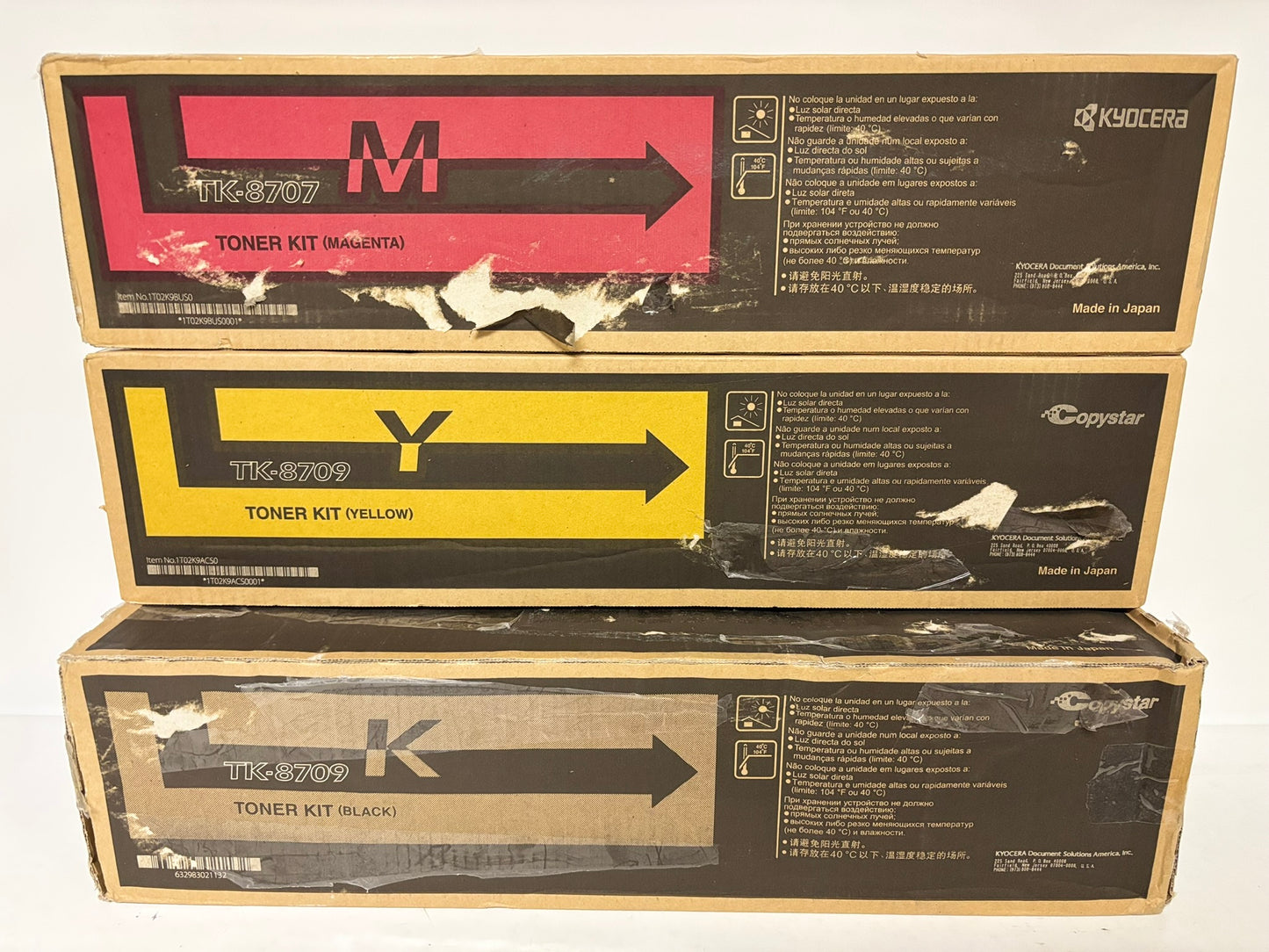 3 OEM Kyocera TASKalfa 6550ci,6551ci,7550ci,7551ci TK-8707M,TK-8709Y,8709K Toners