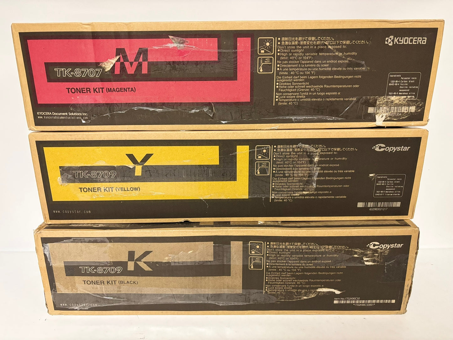 3 OEM Kyocera TASKalfa 6550ci,6551ci,7550ci,7551ci TK-8707M,TK-8709Y,8709K Toners