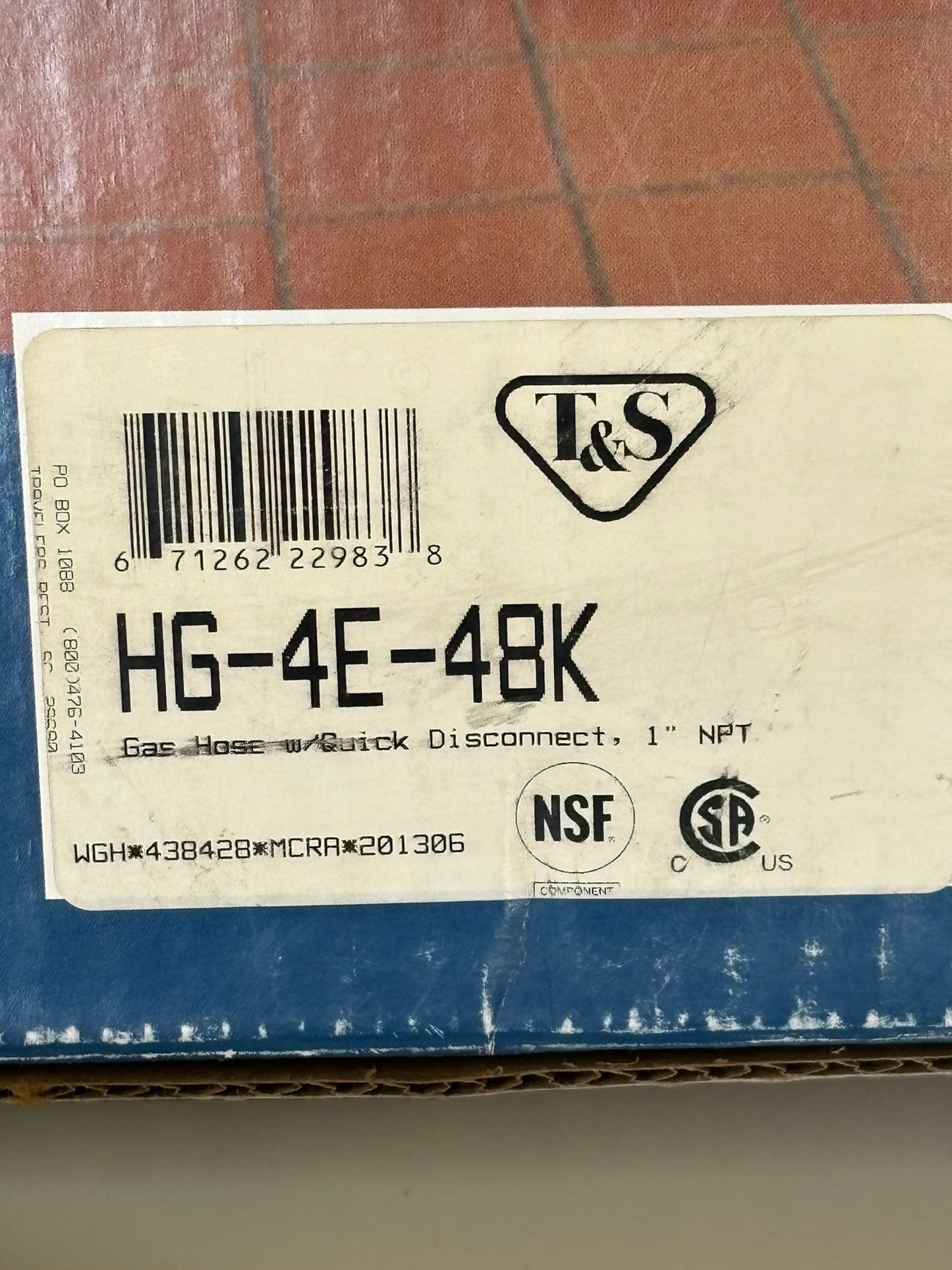 T&S HG-4E-48K Safe-T-Link HG Series Commercial Kitchen 48 Inch Gas Connector
