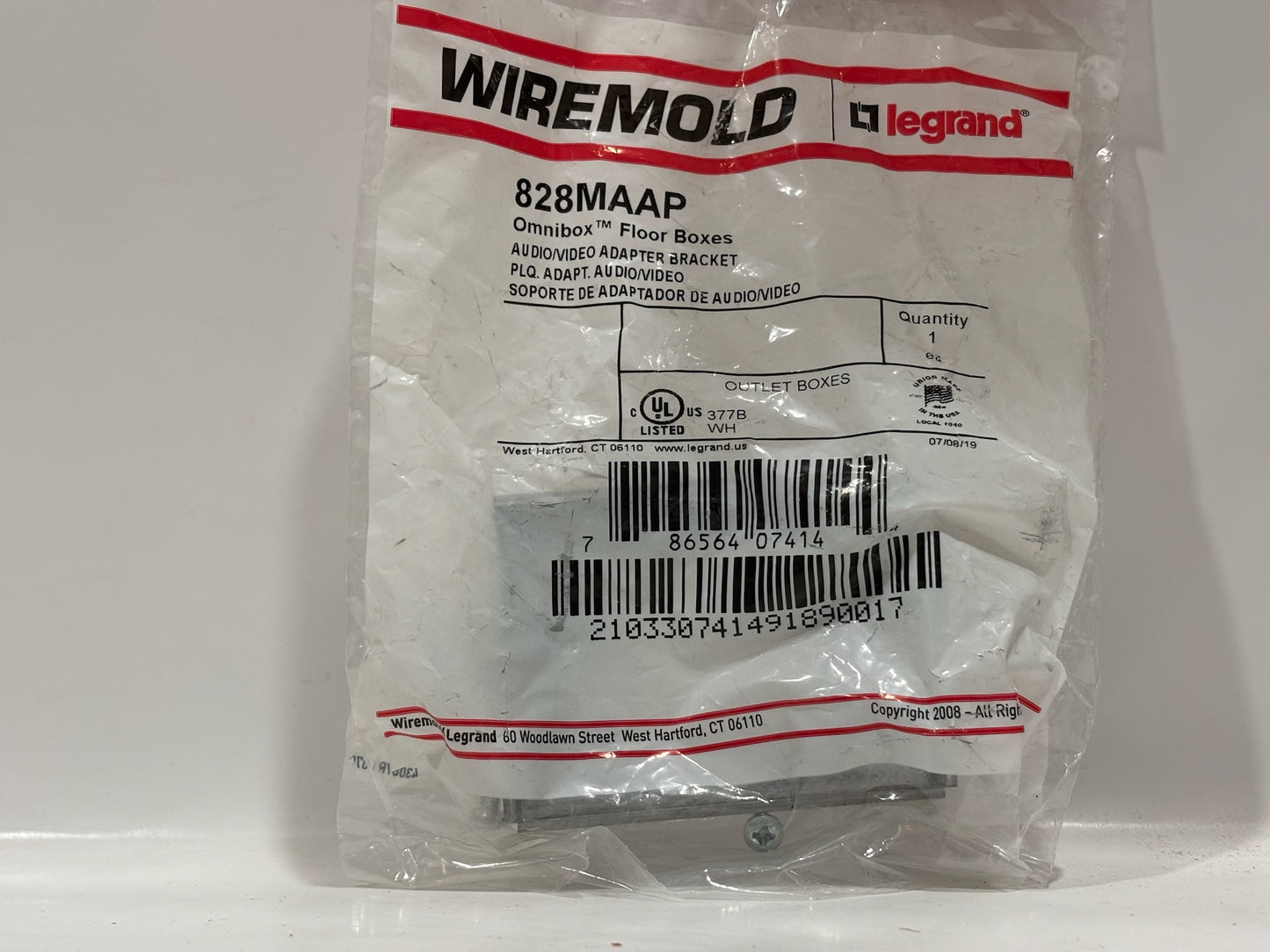 5 PK Wiremold 828MAAP Sheet Metal Adapter Plate for MAAP Floor Box Integration