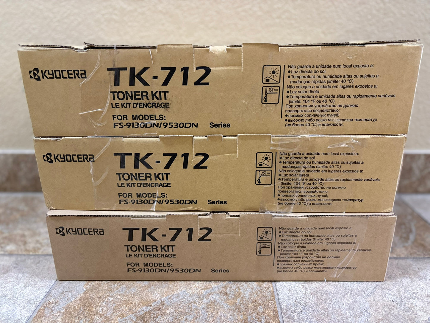 3 OEM Kyocera FS-9130DN, FS-9530DN Black Toners TK-712, TK712, 1T02G10USJ001