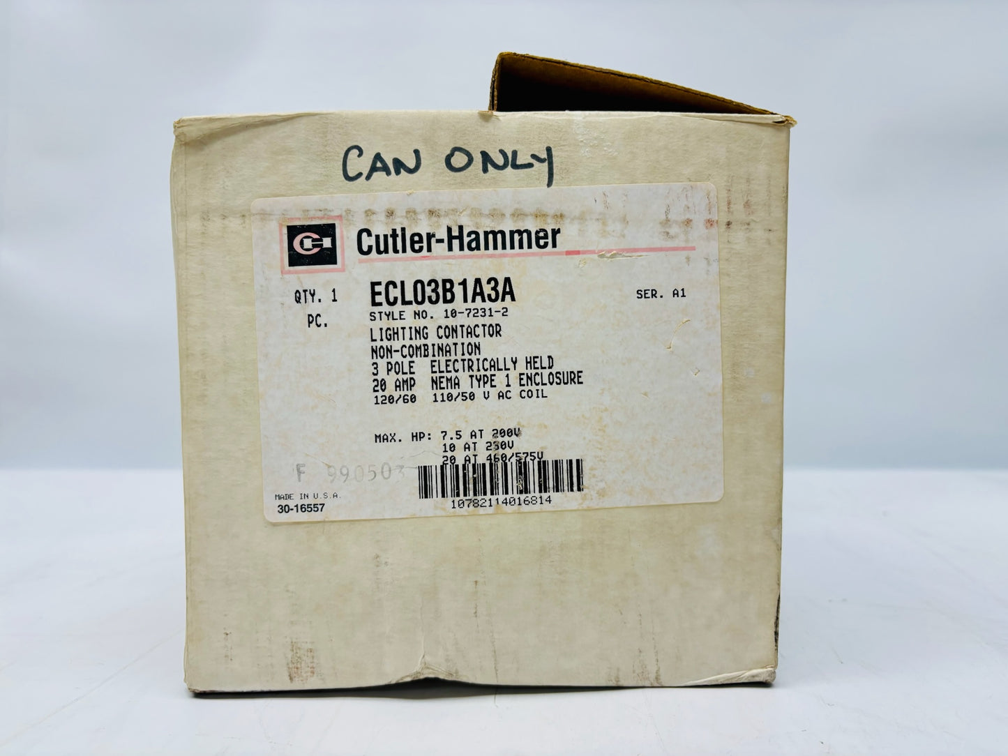 Eaton Cutler-Hammer ECL03B1A3A Contactor (Box Only)