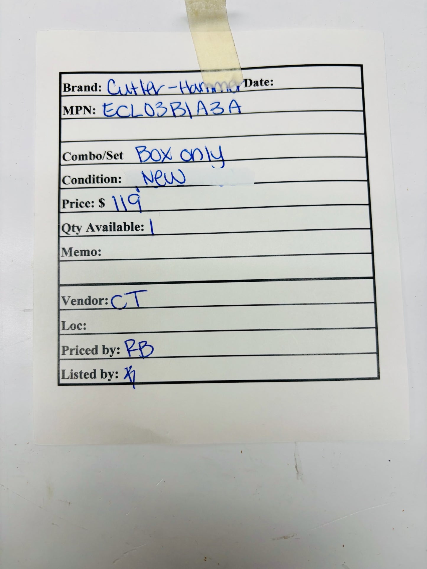 Eaton Cutler-Hammer ECL03B1A3A Contactor (Box Only)