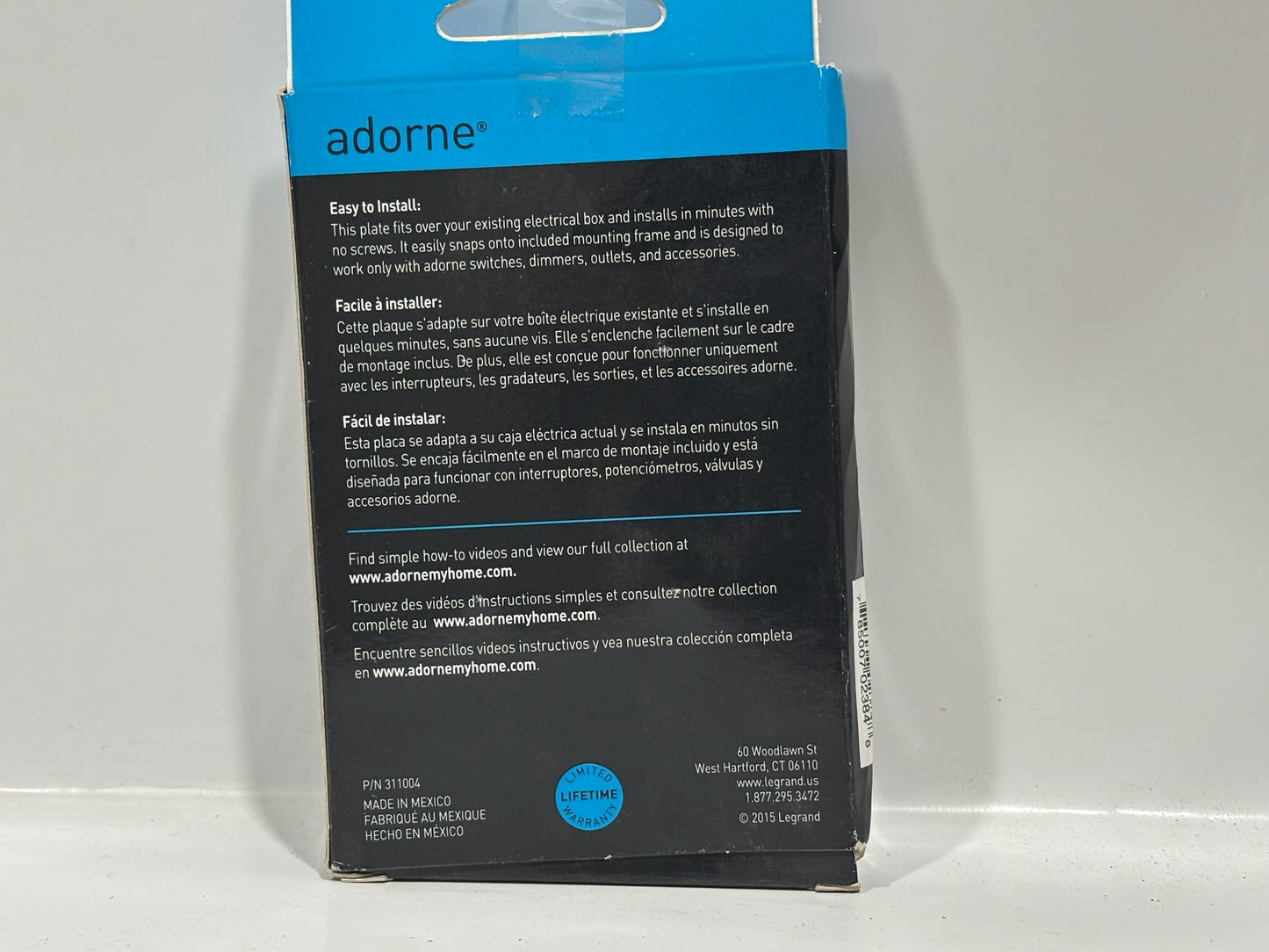 4 PK Legrand Adorne AWP1G2 Decorator Screwless Wall Plate with Microban Protection