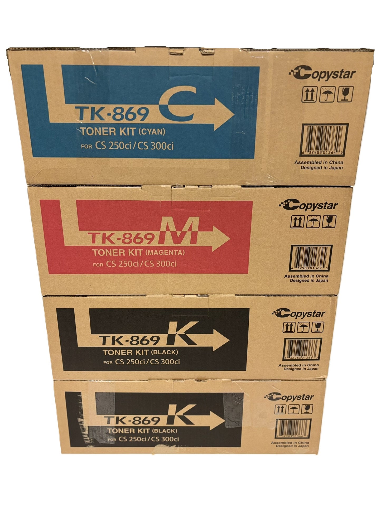 4 OEM Kyocera TASKalfa 250ci,300ci,CS250ci,CS300ci TK-869 CMKK Toners (No Yellow)