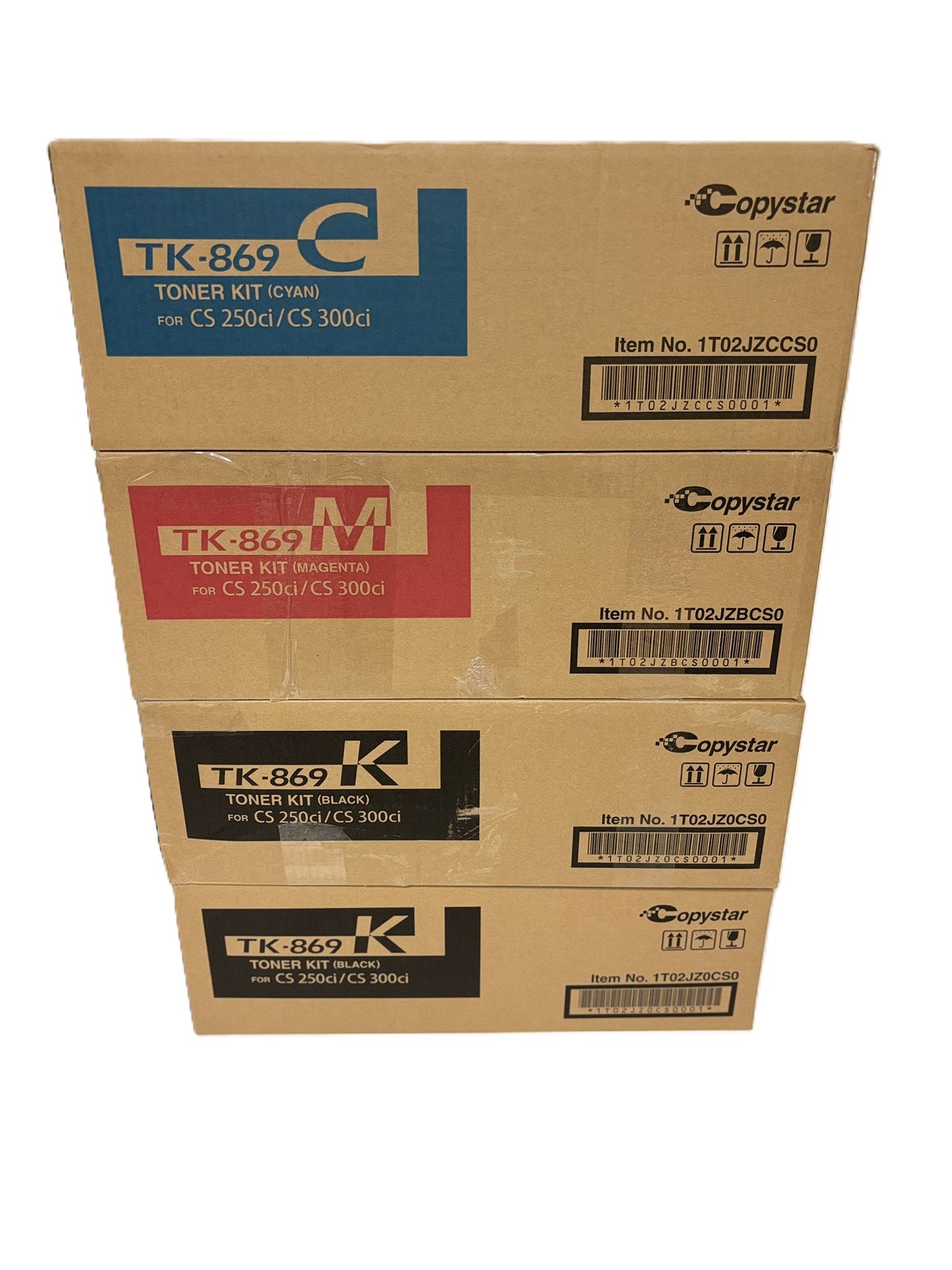 4 OEM Kyocera TASKalfa 250ci,300ci,CS250ci,CS300ci TK-869 CMKK Toners (No Yellow)