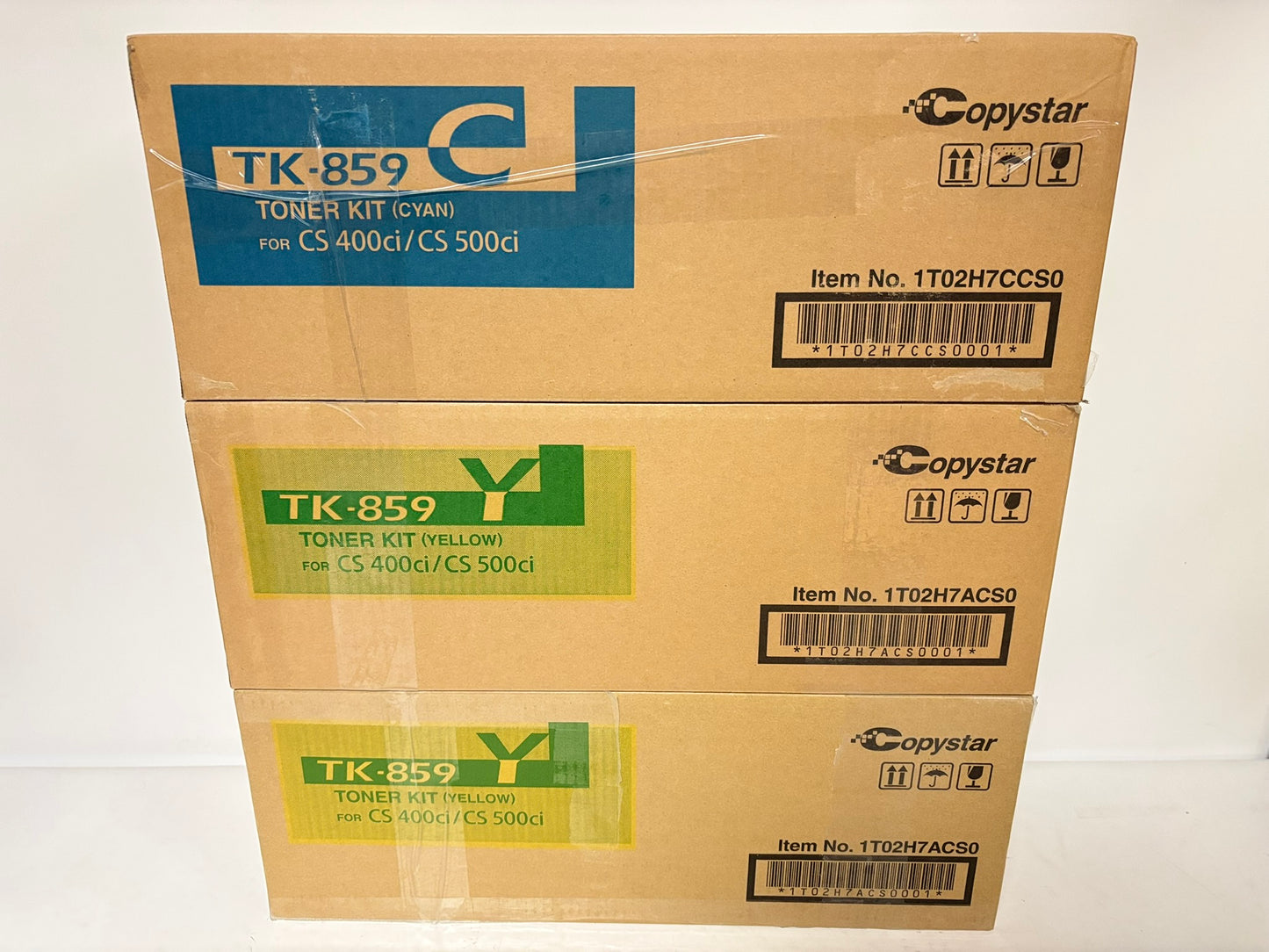 3 OEM Kyocera TASKalfa CS400ci,CS500ci,CS552ci TK-859 Cyan and Yellow Toners