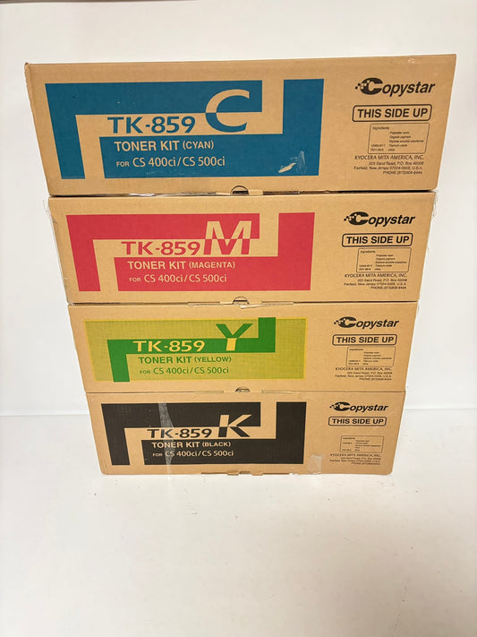 4 OEM Kyocera TASKalfa CS400ci,CS500ci,CS552ci TK-859 CMYK Toners Same Day Ship