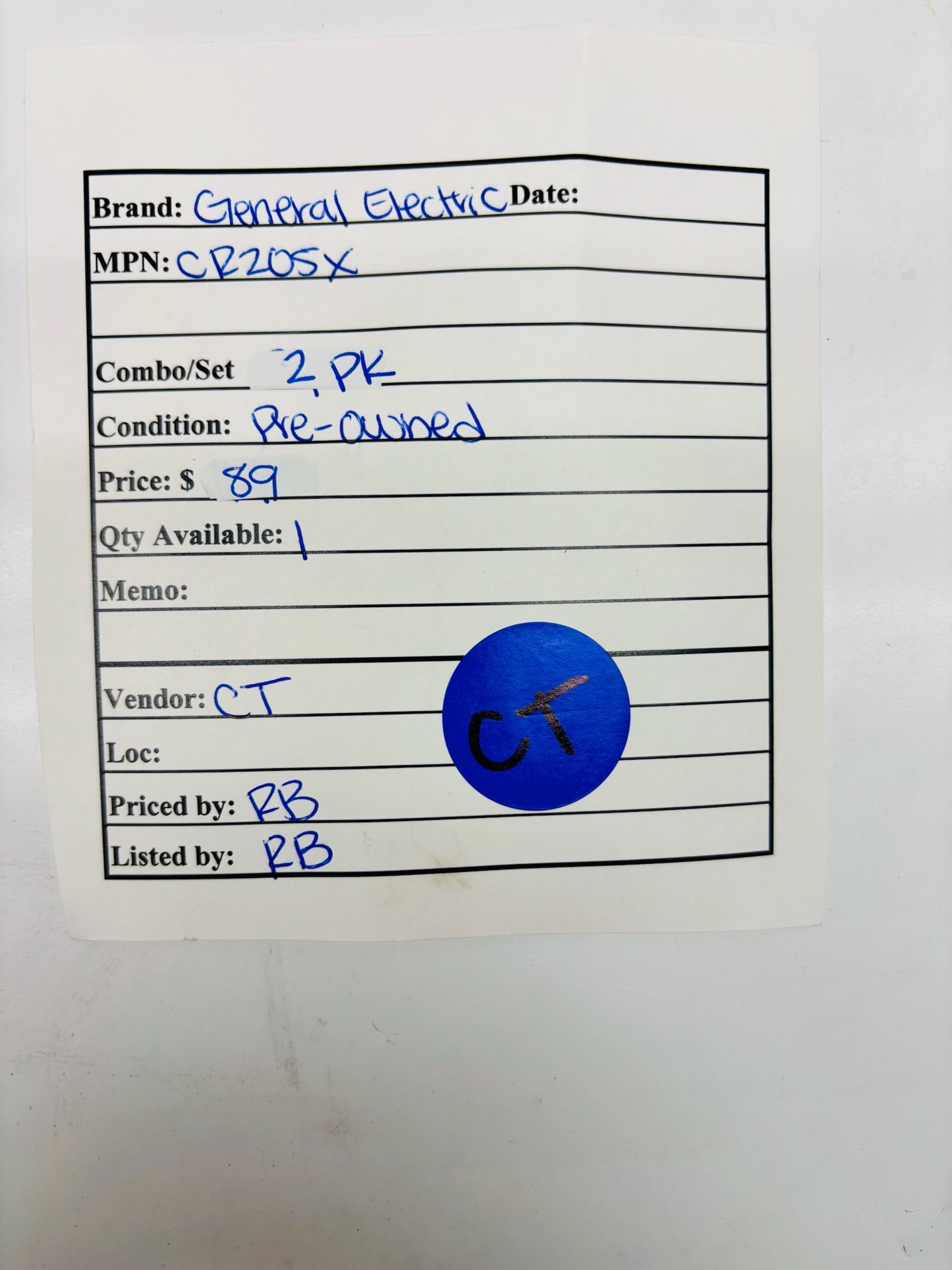 2 Pk General Electric CR205X Thermal Overload Relay