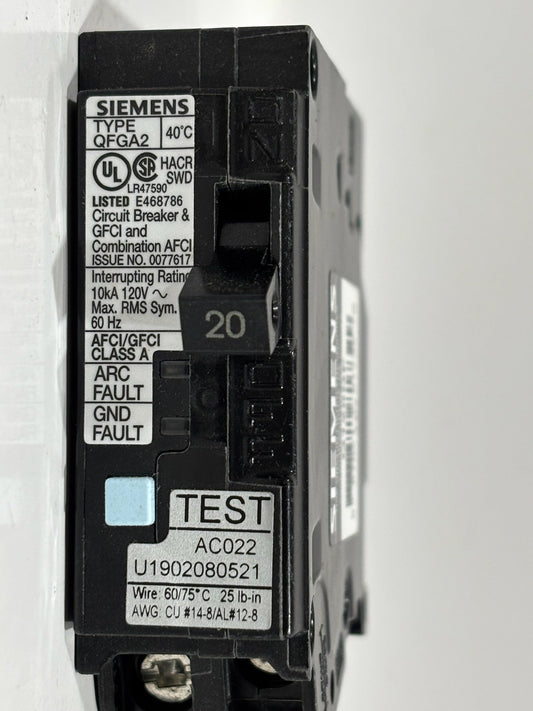 Siemens Q120DF 20A AFCI/GFCI Dual Function Circuit Breaker, 1-Pole, 120V
