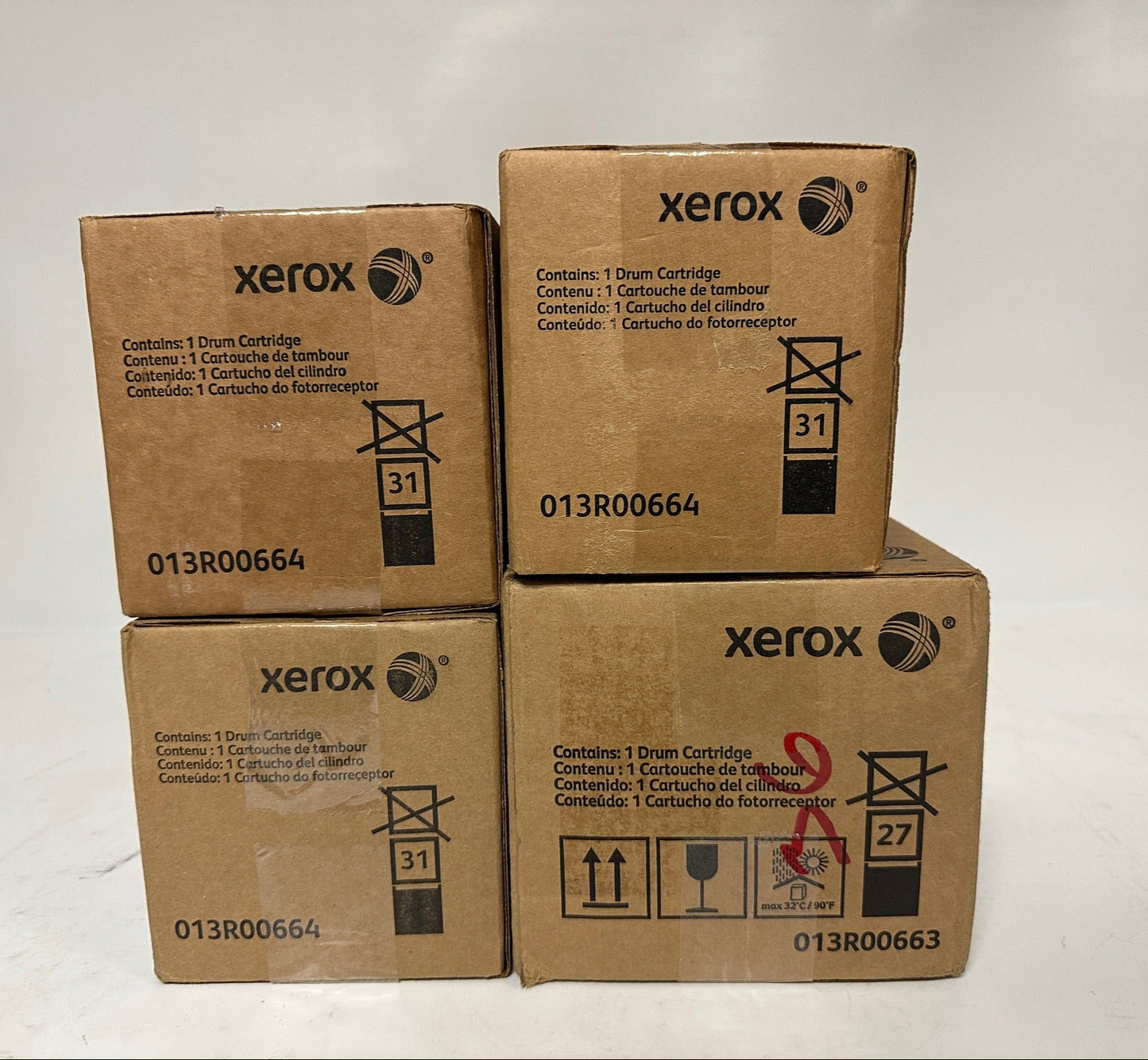 4 OEM Xerox C550,560,570,C60,C70 Drums 013R00663, 013R00664 (1 Black, 3 Color)