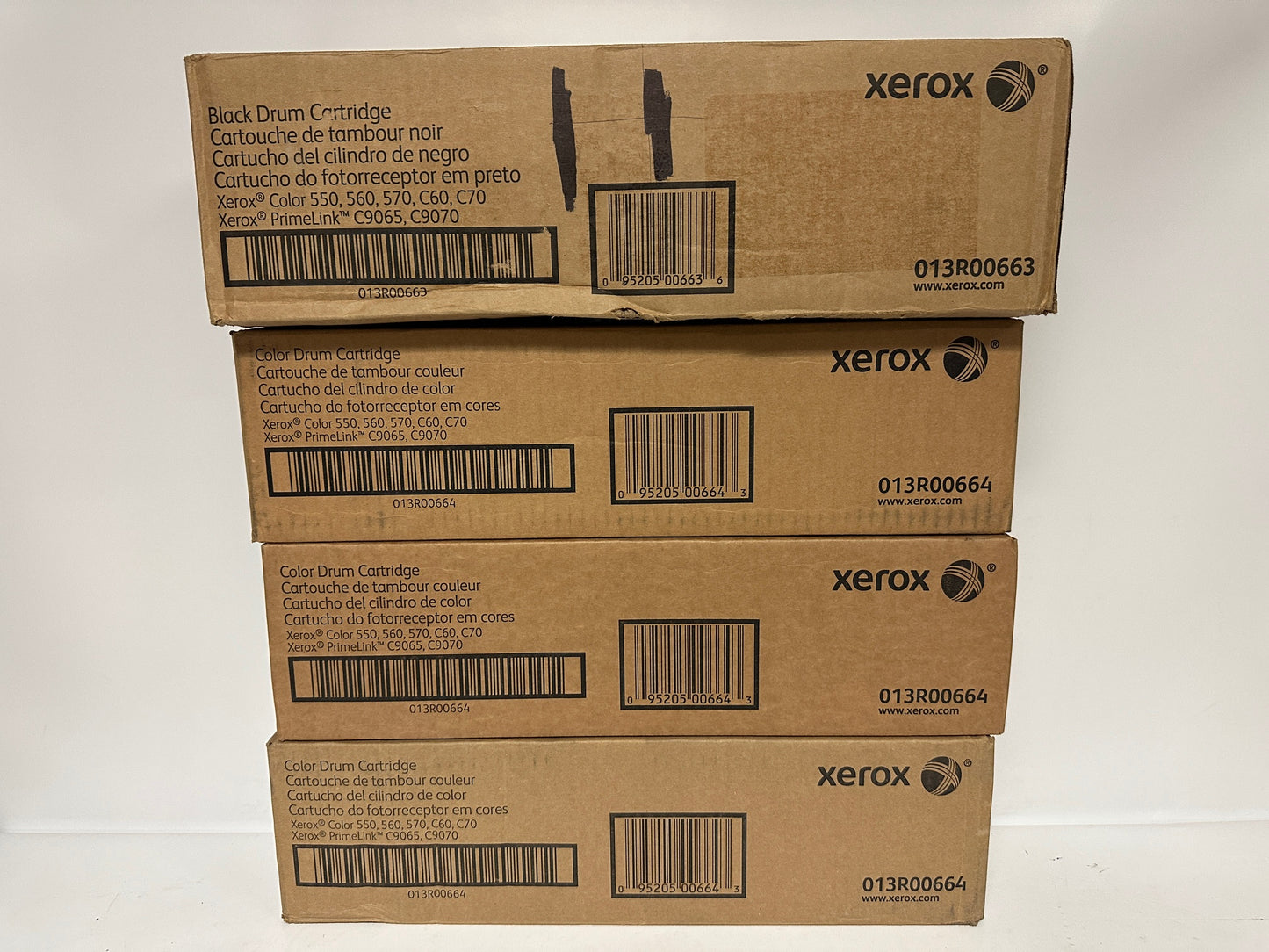 4 OEM Xerox C550,560,570,C60,C70 Drums 013R00663, 013R00664 (1 Black, 3 Color)