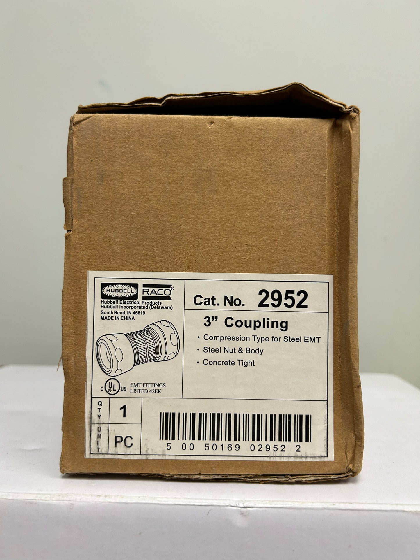 Hubbell RACO No. 2952 3" Steel Coupling for EMT Rigid 3 Pieces