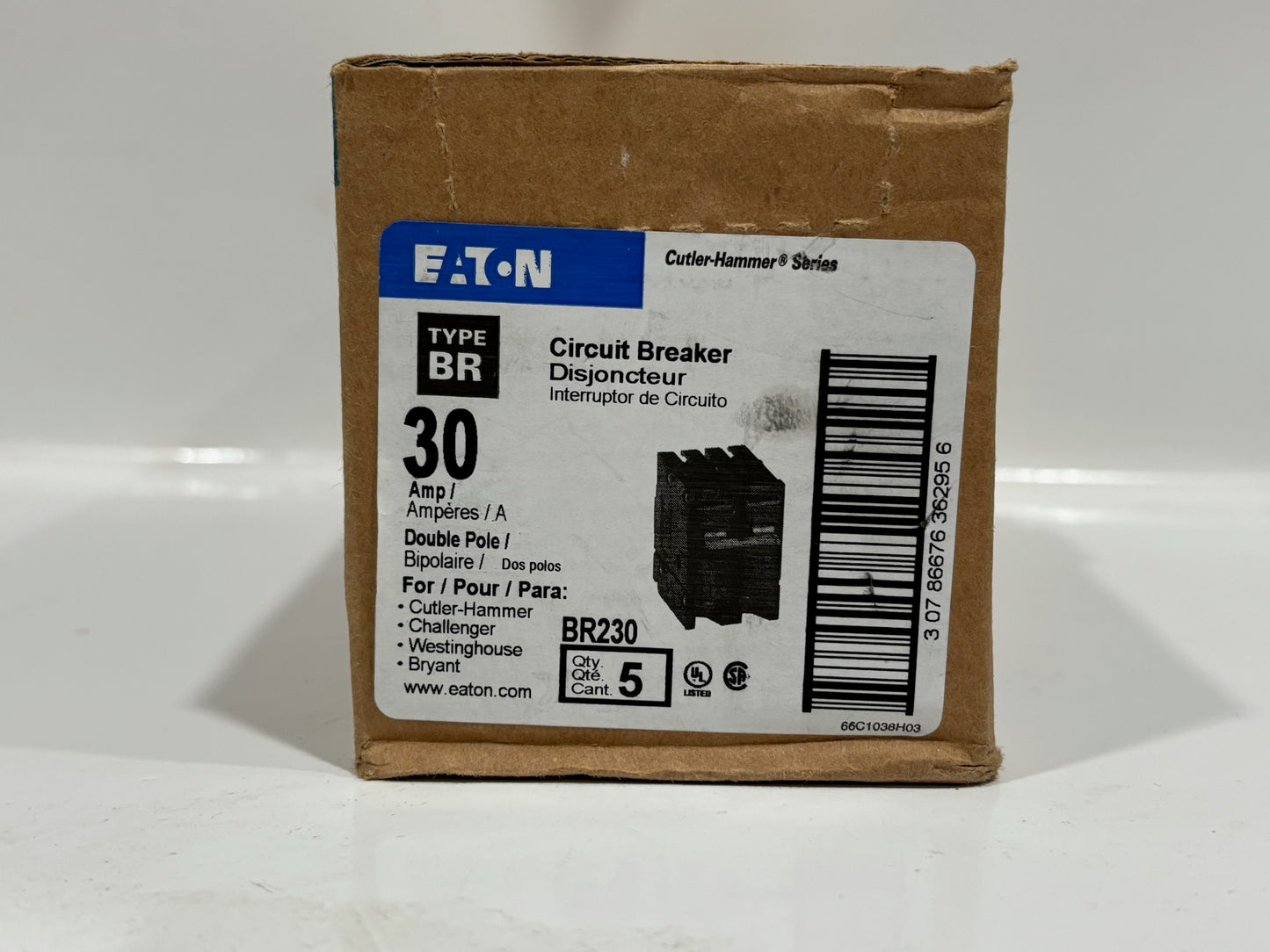 5 PK Eaton BR230 30A 2-Pole Circuit Breaker for 120/240V Residential Use