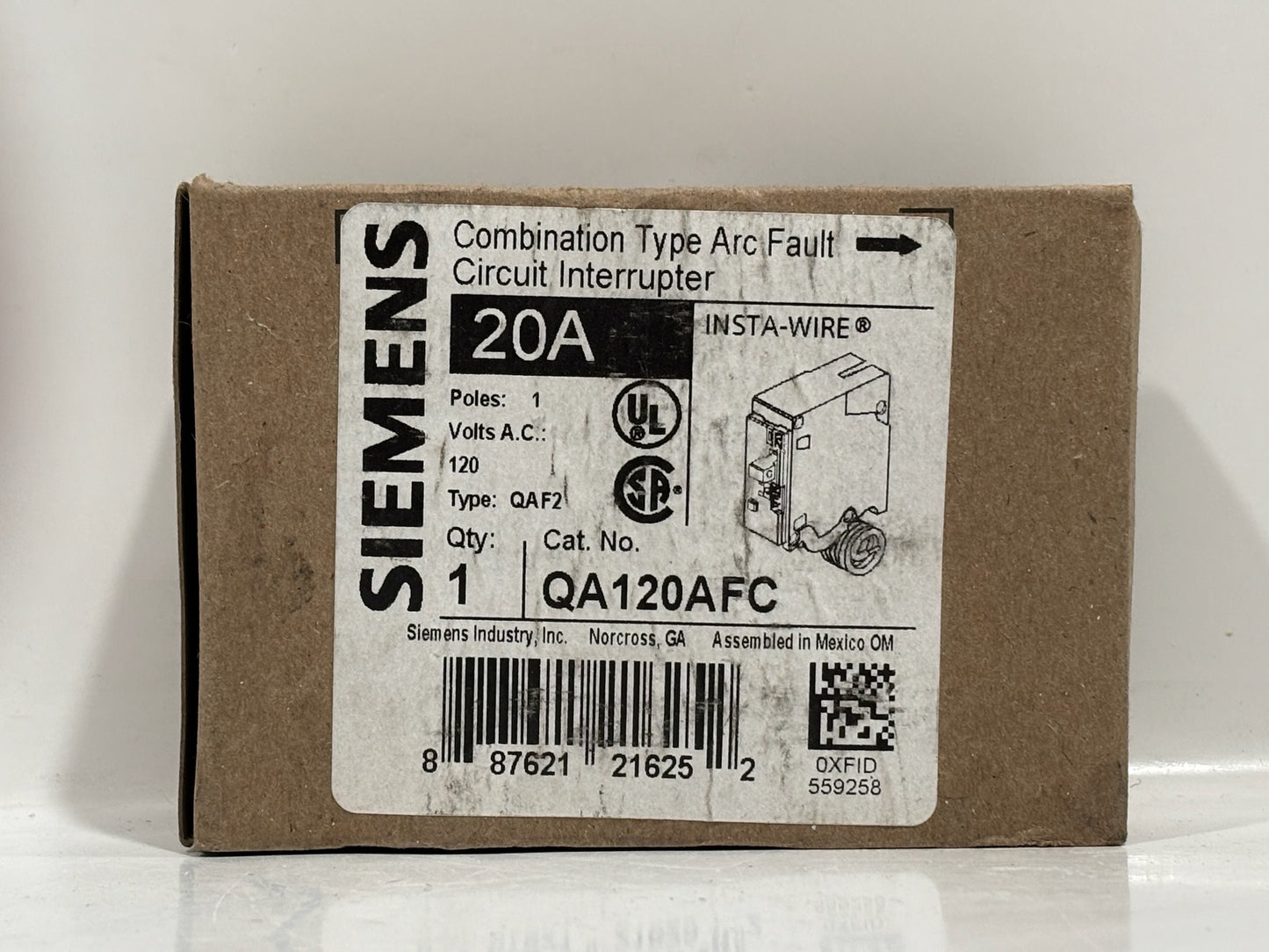 7 PK Siemens QA120AFC 20A Single-Pole Arc Fault Circuit Interrupter Breaker