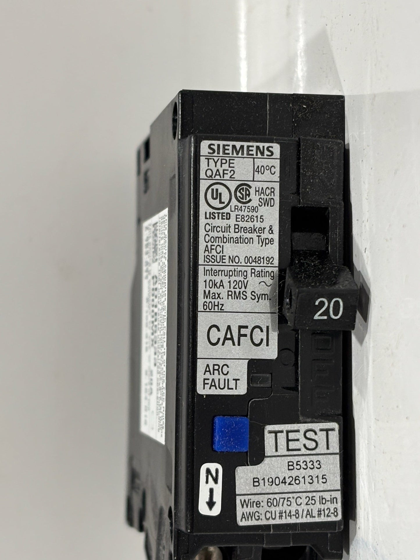 7 PK Siemens QA120AFC 20A Single-Pole Arc Fault Circuit Interrupter Breaker