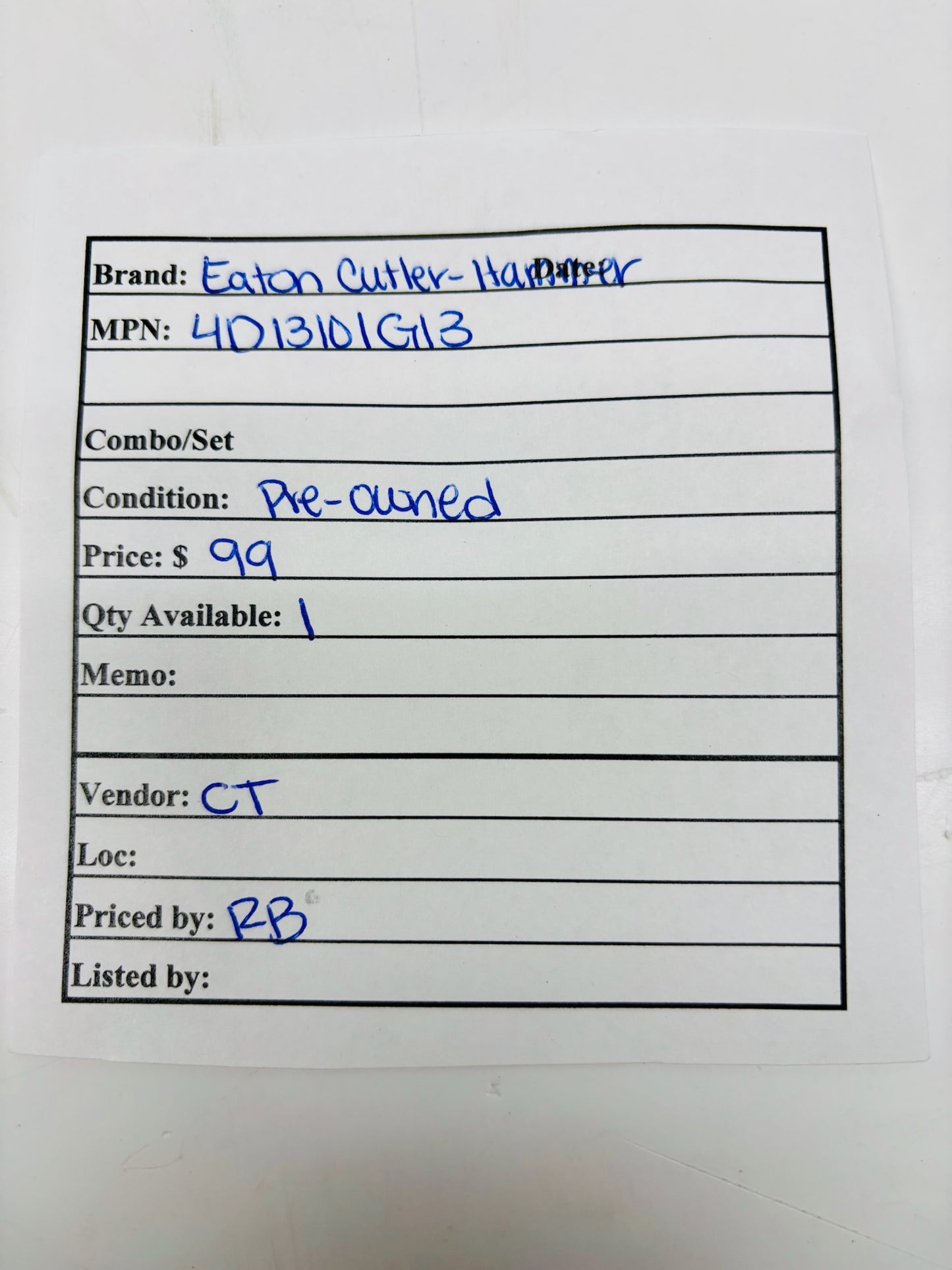 Eaton Cutler-Hammer 4D13101G13 Three-Phase Circuit Breaker (missing small piece)