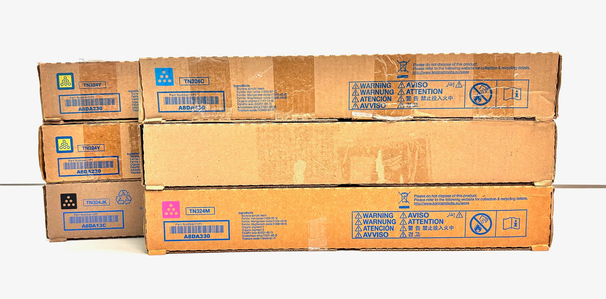 6 Cosmetic Genuine Konica BizHub C258,C308,C368 CCMYYJK Toners TN324