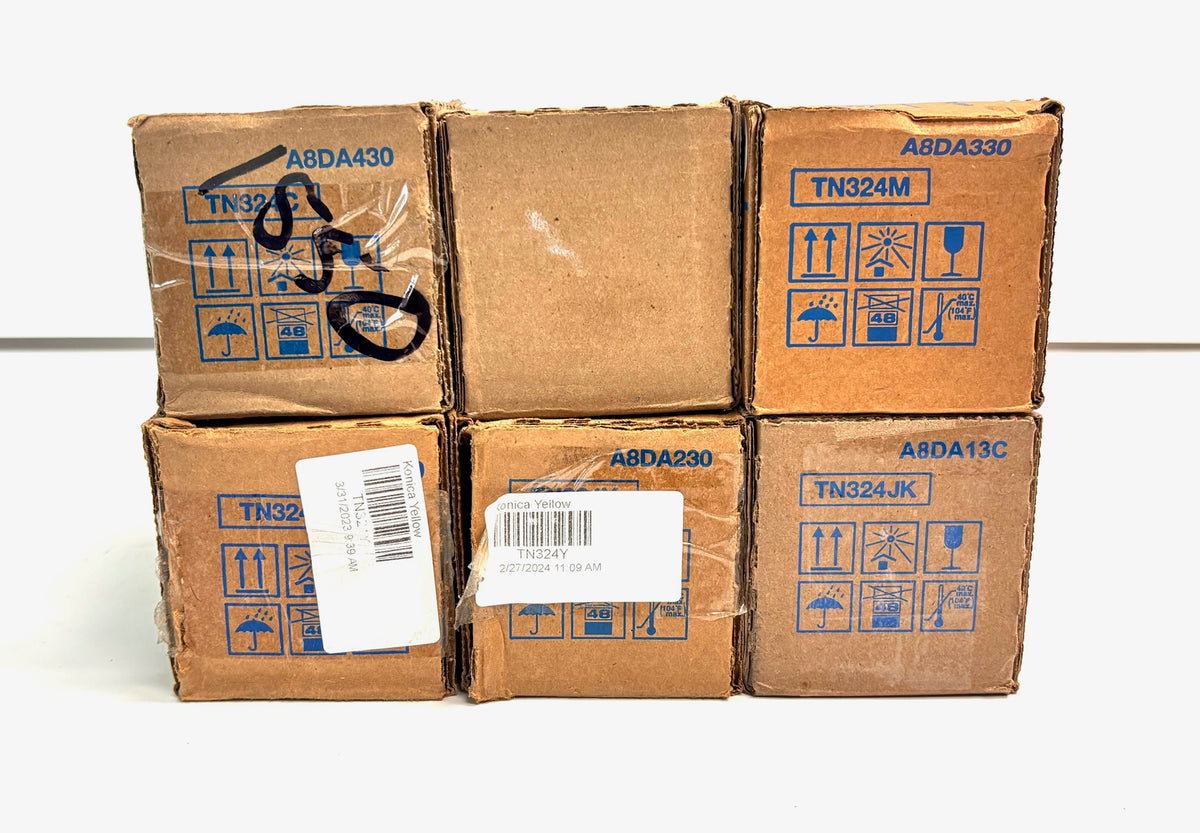 6 Cosmetic Genuine Konica BizHub C258,C308,C368 CCMYYJK Toners TN324