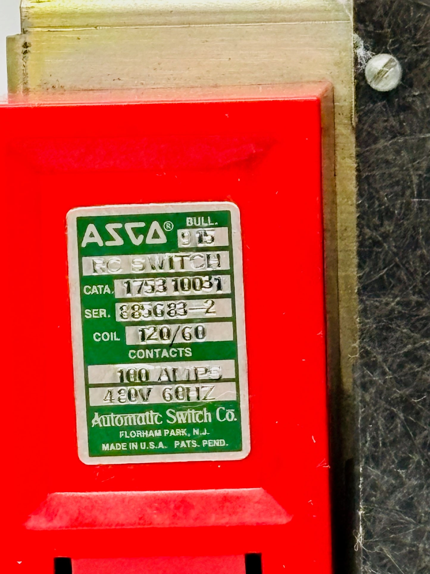 ASCO 915 RC Switch 1753‑10031