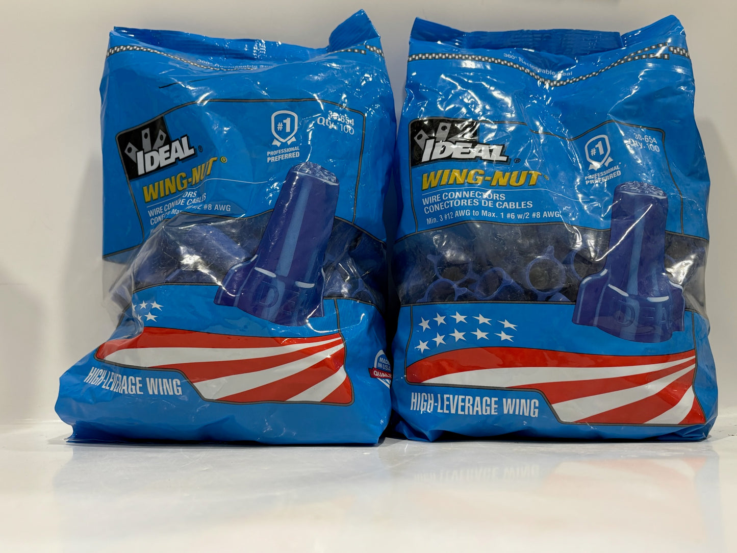 200 PK IDEAL 30-654 Blue Wing‑Nut Wire Connector, 14–6 AWG