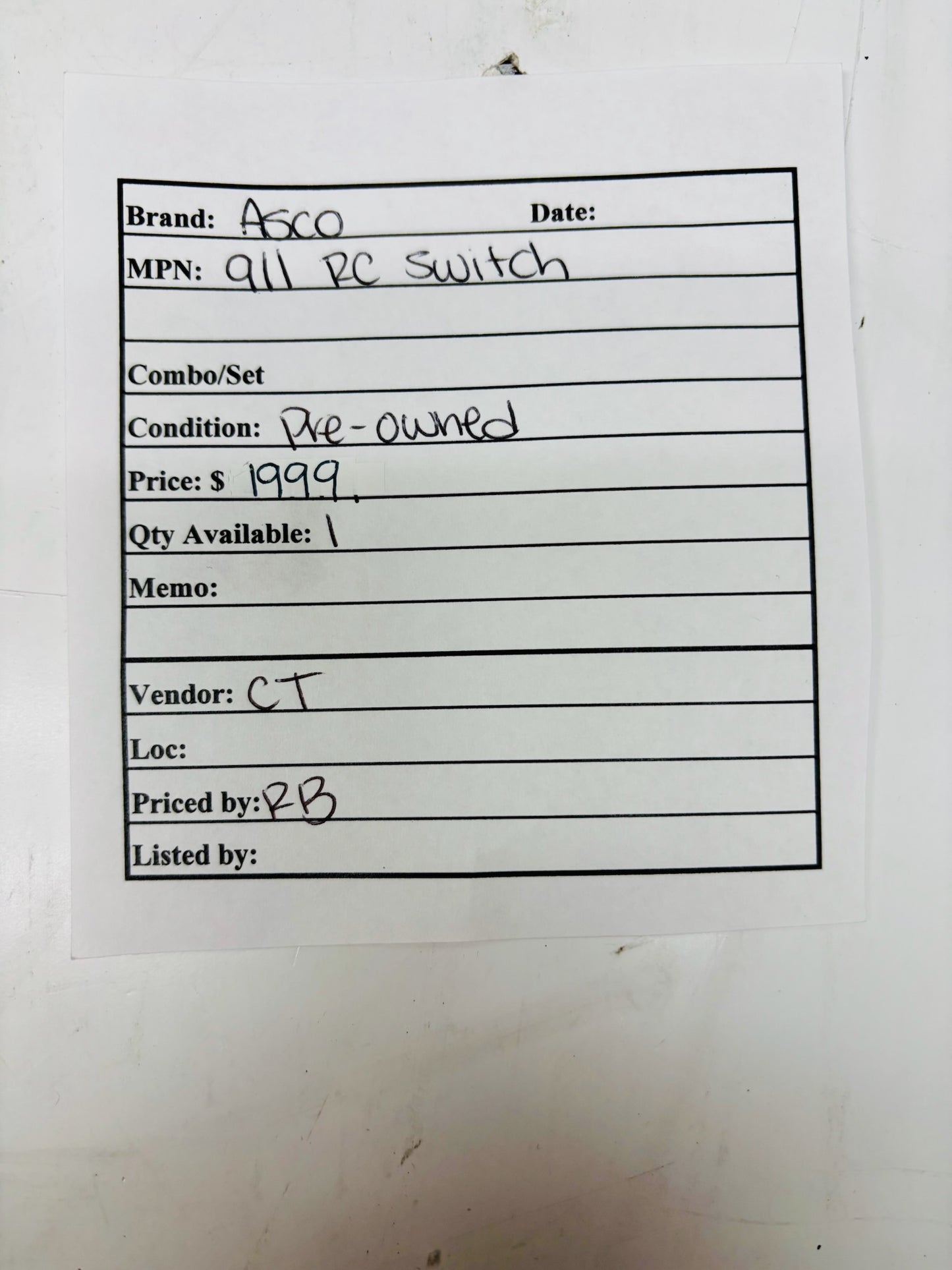 ASCO 911 Remote Control Switch