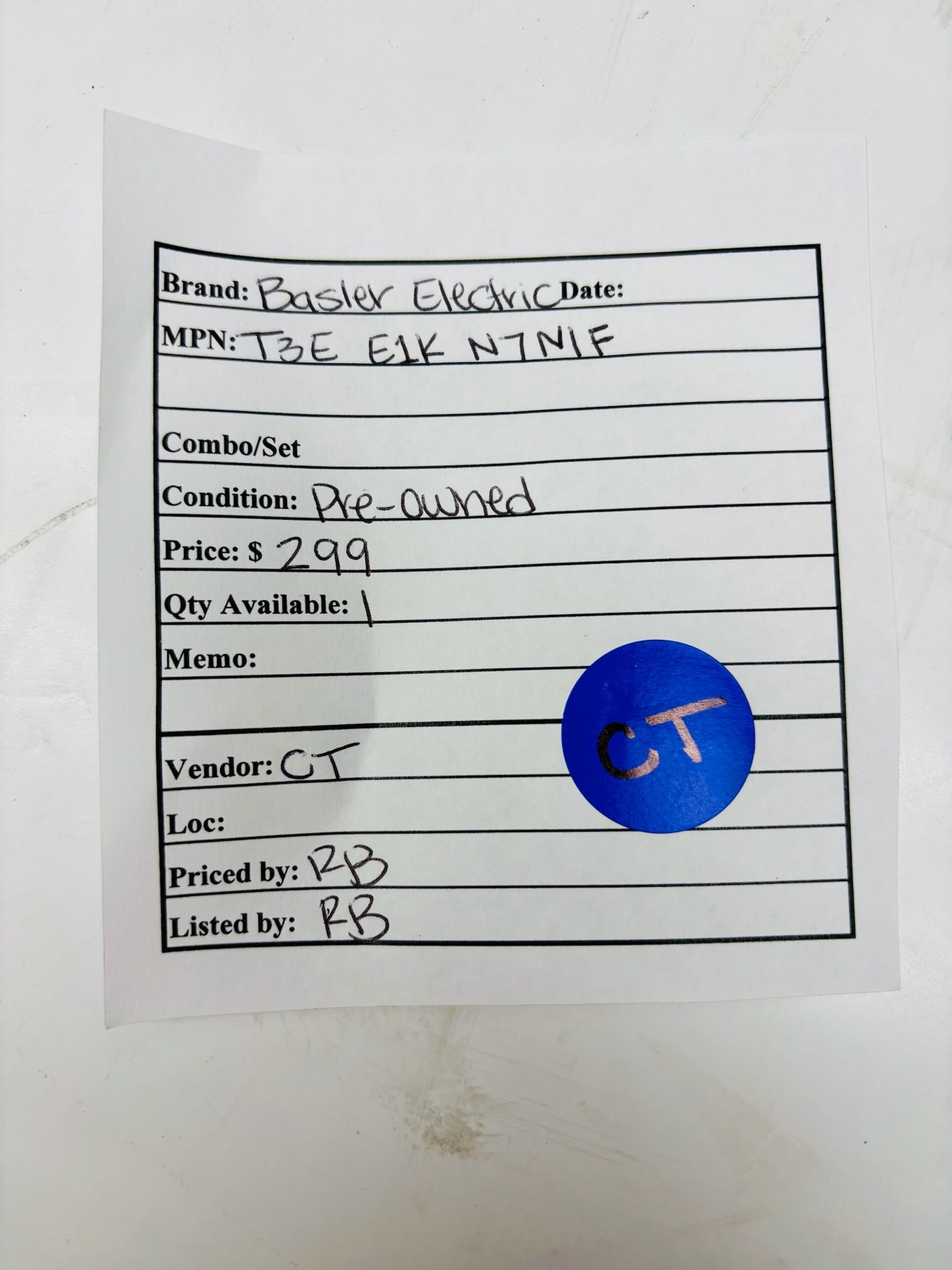 Basler Electric T3E E1K N7N1F Protection Relay