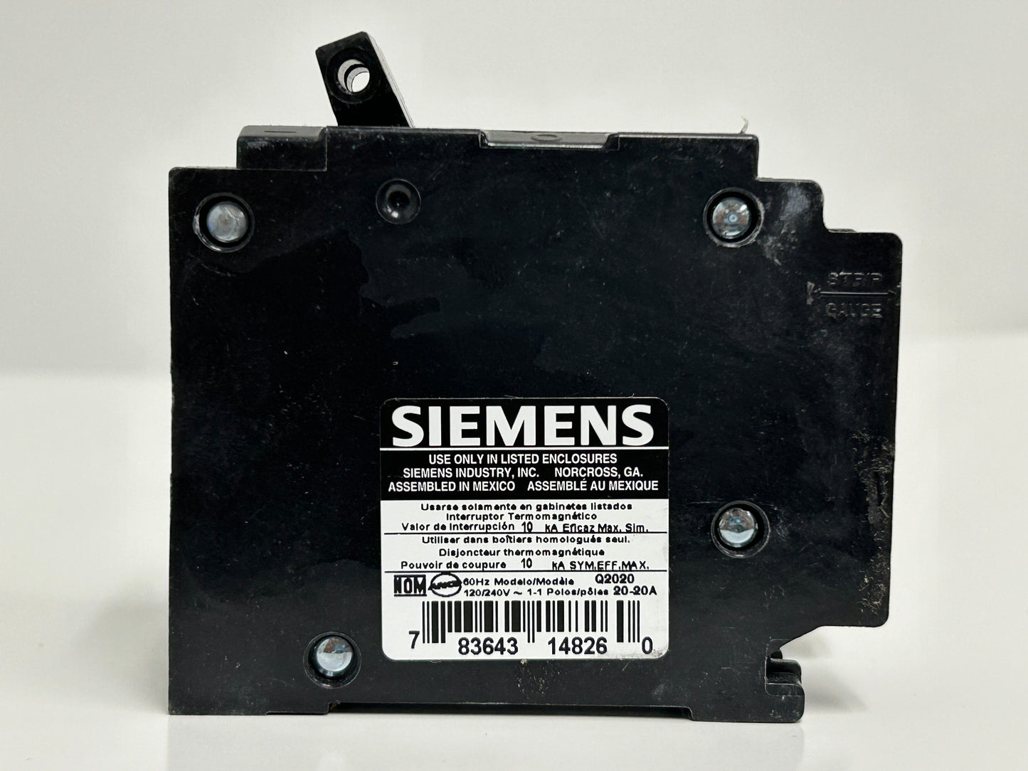 SIEMENS Q2020 Circuit Breaker 20-20Amp 120/240V 60Hz QT (12 Pack)