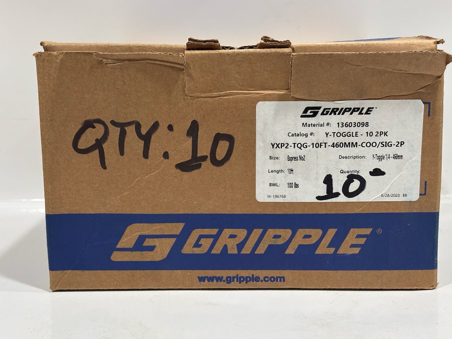 10 PK Gripple YXP2‑TQG (No. 2) Express Toggle Hanger – 100 lb Load, Keyless Adjustment