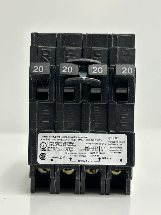 SIEMENS Q22020CT Circuit Breaker TRIPLEX 20/20Amp 120/240V 60Hz QT (6 Pack)