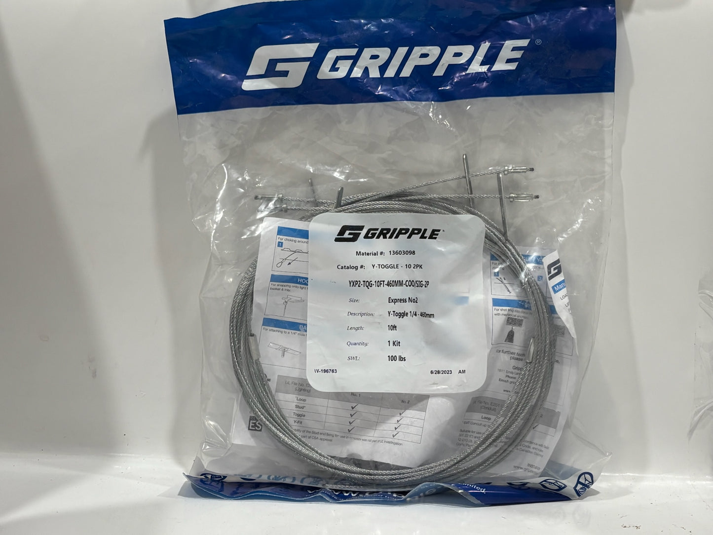10 PK Gripple YXP2‑TQG (No. 2) Express Toggle Hanger – 100 lb Load, Keyless Adjustment