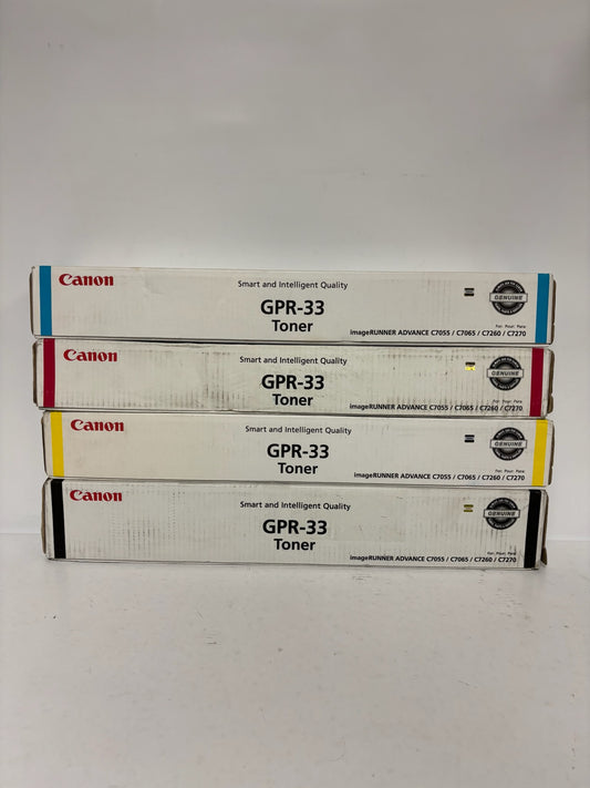 4 New OEM Canon C7055, C7065, C7260, C7270 GPR-33 CMYK Toners