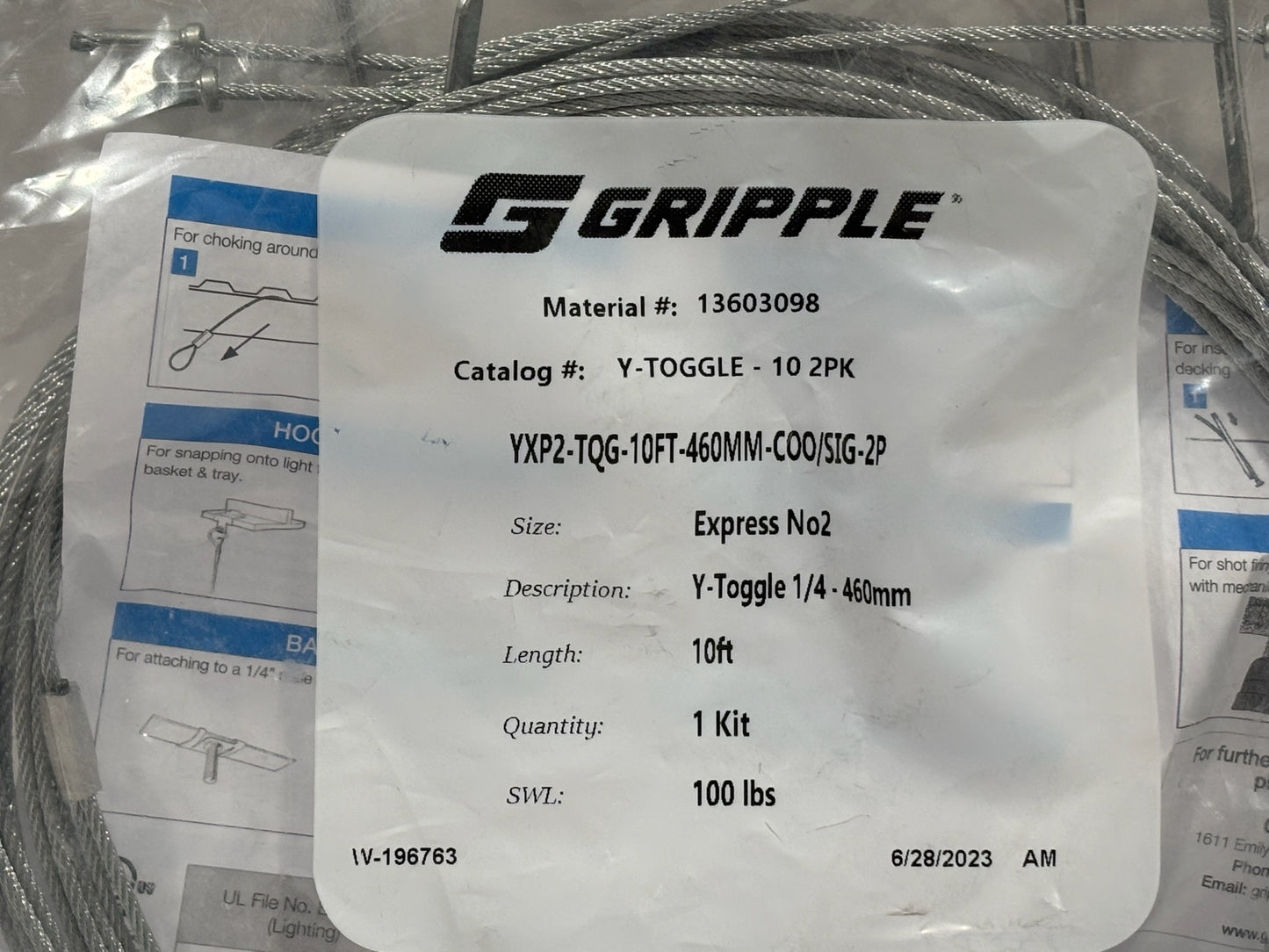10 PK Gripple YXP2‑TQG (No. 2) Express Toggle Hanger – 100 lb Load, Keyless Adjustment