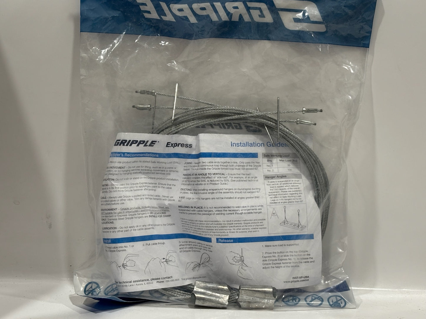 10 PK Gripple YXP2‑TQG (No. 2) Express Toggle Hanger – 100 lb Load, Keyless Adjustment