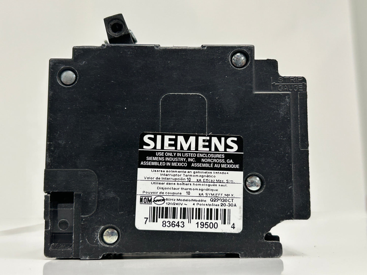 SIEMENS Q22030CT Circuit Breaker TRIPLEX 20/30Amp 120/240V 60Hz QT (6 Pk)