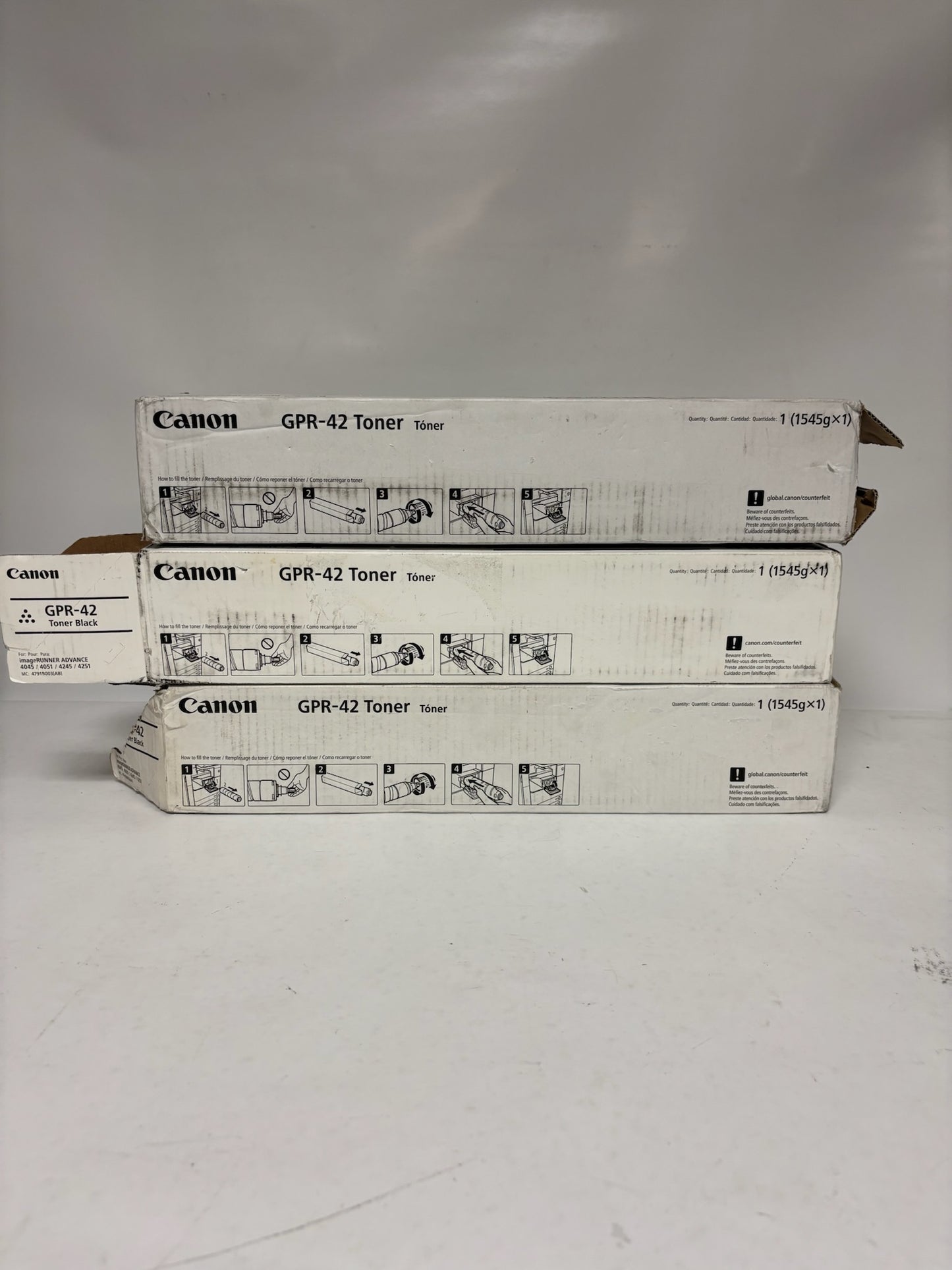 3 Open OEM Canon iR ADVANCE 4045,4051,4245,4251 GPR-42 Black Toners, 4791B003