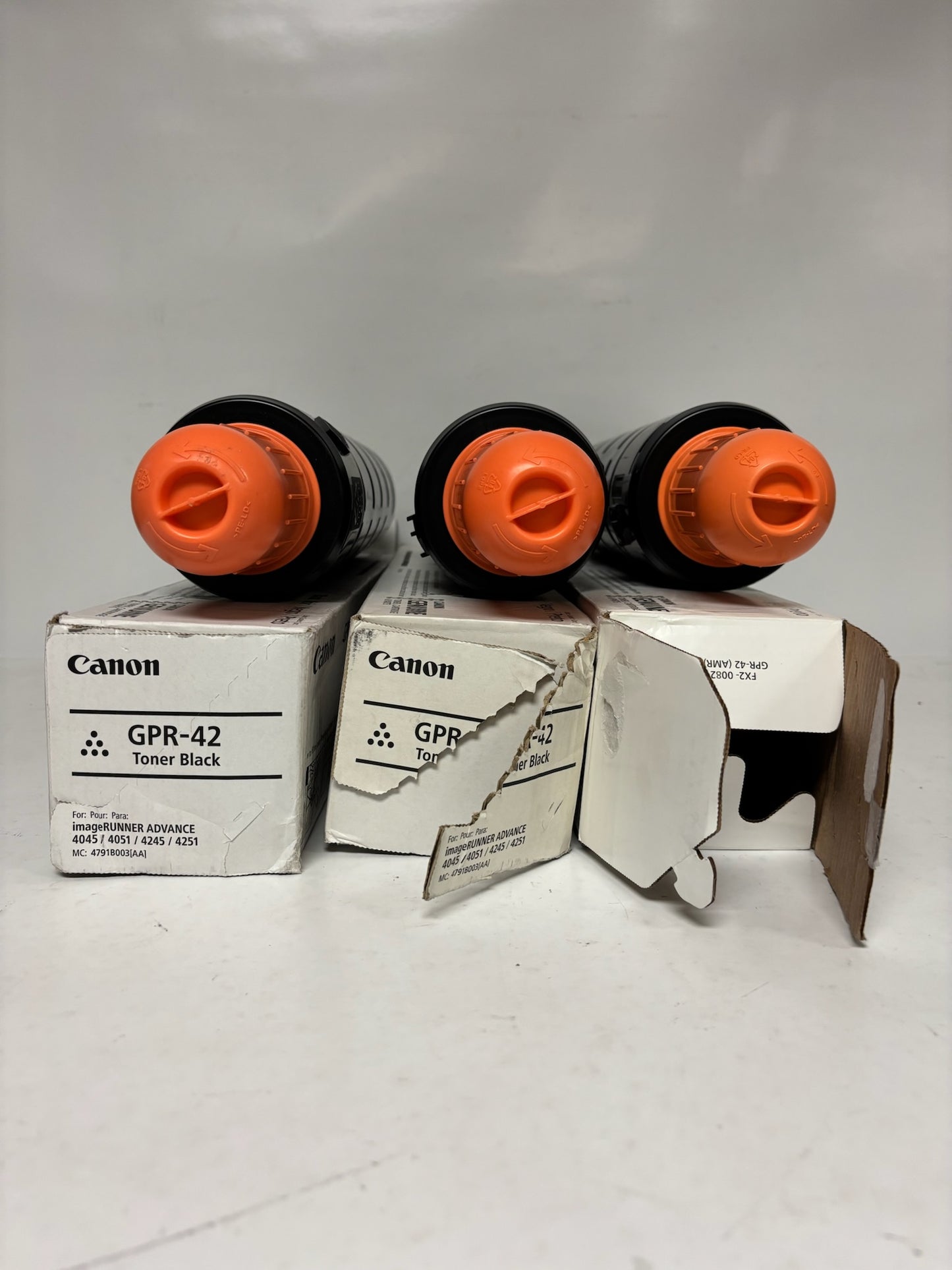 3 Open OEM Canon iR ADVANCE 4045,4051,4245,4251 GPR-42 Black Toners, 4791B003
