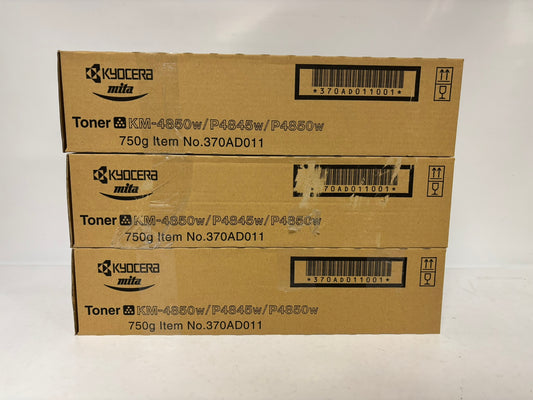 3 OEM Kyocera KM-4850W, KM-P4845W, KM-P4850W Black Toners 370AD011