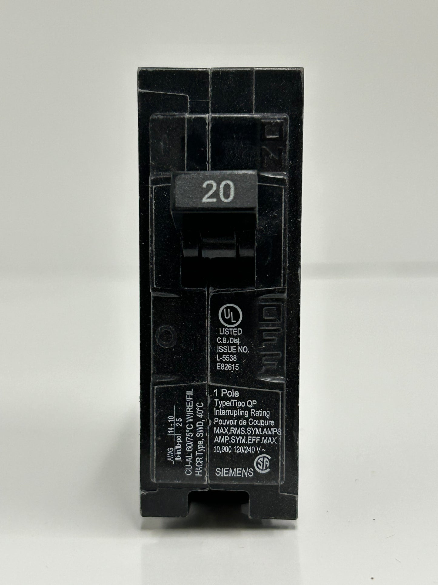 SIEMENS Q120 Circuit Breaker 20Amp 120/240V 60Hz Type QP (12 Pack)