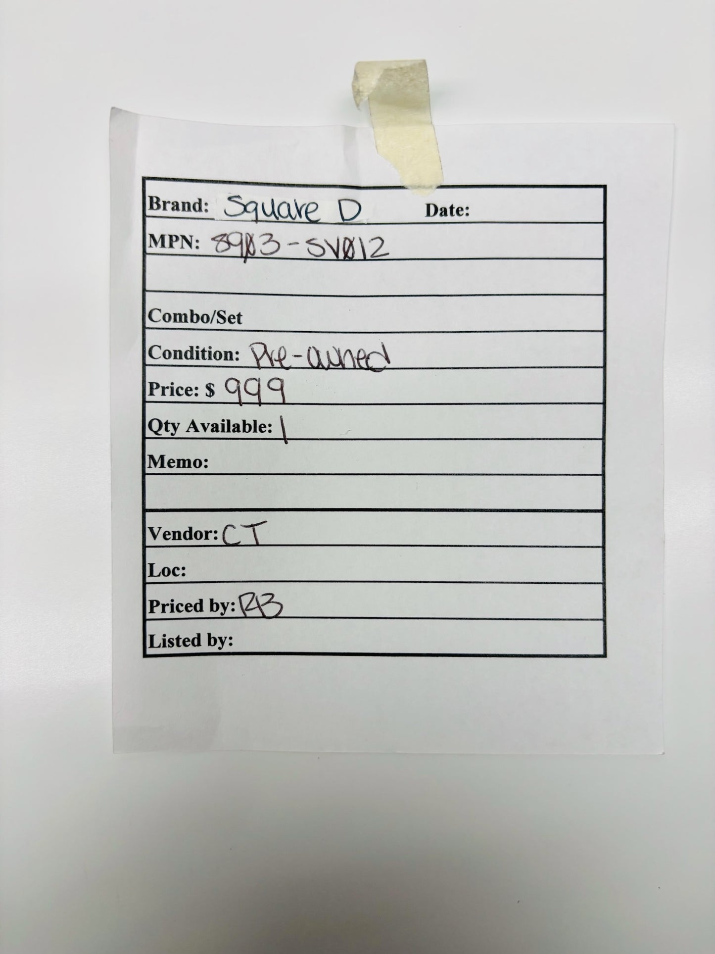 Square D 8903-SV012 Lighting Contactor