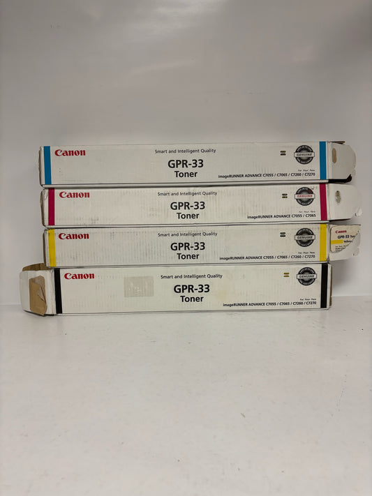 4 New Open OEM Canon iRA C7055, C7065, C7260, C7270 GPR-33, GPR33 CMYK Toners